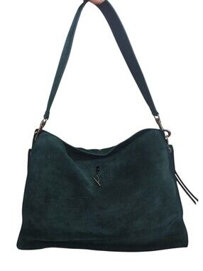 Celine Green Suede Leather Slouchy Shoulder Bag